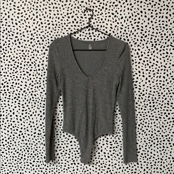Me to We Tops - Me To We Ribbed Gray Bodysuit
